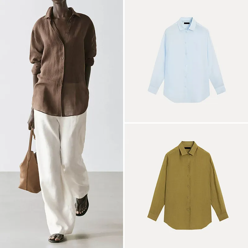 

Casual Long Sleeve Pure Color Versatile Women's Shirt Summer 2026 ZADATA Brand Fashionable Basic Style Comfortable Fit