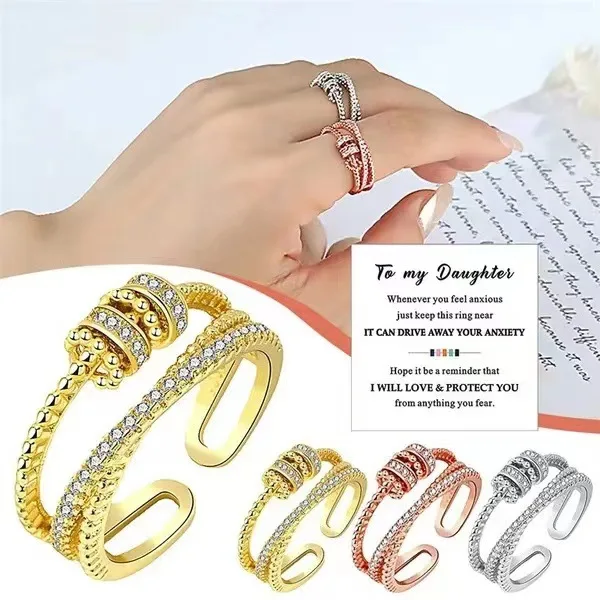 Fashionable and trendy, dynamic and in turn, the ring is a women's personalized double-layer zircon open index finger ring