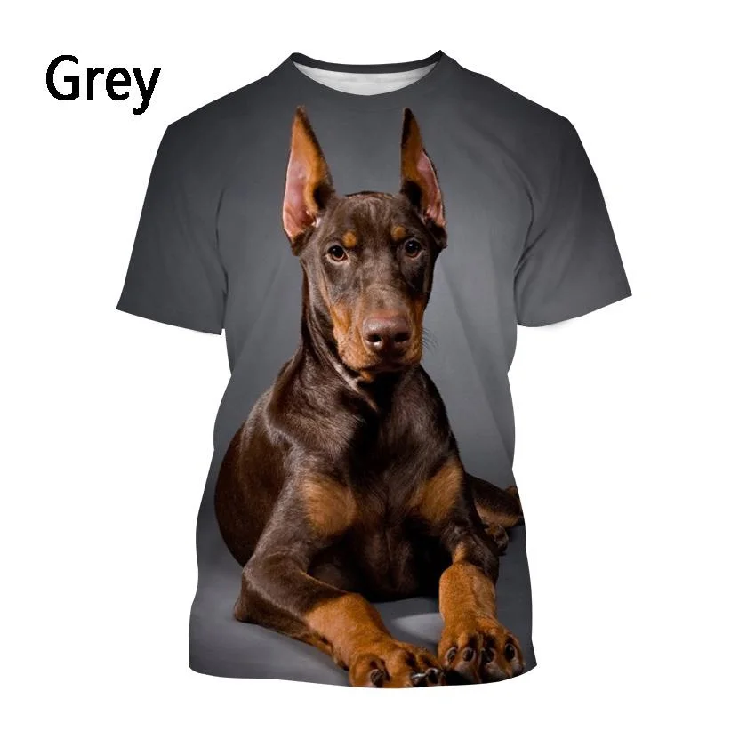 New Fashion Doberman Pinscher 3D Printing T-Shirt Men Ladies Casual Short Sleeve Dog Shirt Top