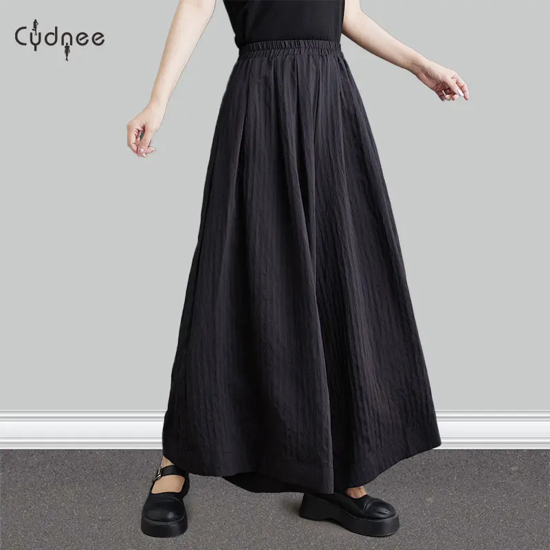 Women Wide Leg Baggy Plus Size Capris Summer Oversize Culottes Pleated Casual Parachute Patchwork Capris Solid Color Lounge