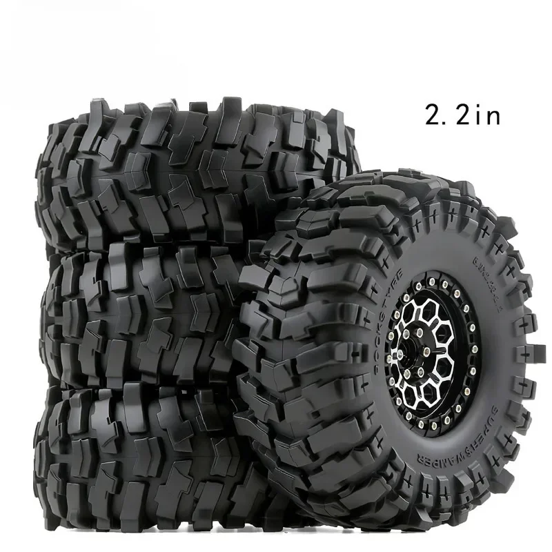 

135mm Metal 2.2" Beadlock Wheel Rim Tire Set for 1/10 1/8 RC Crawler Car Axial SCX10 H8H YK4083