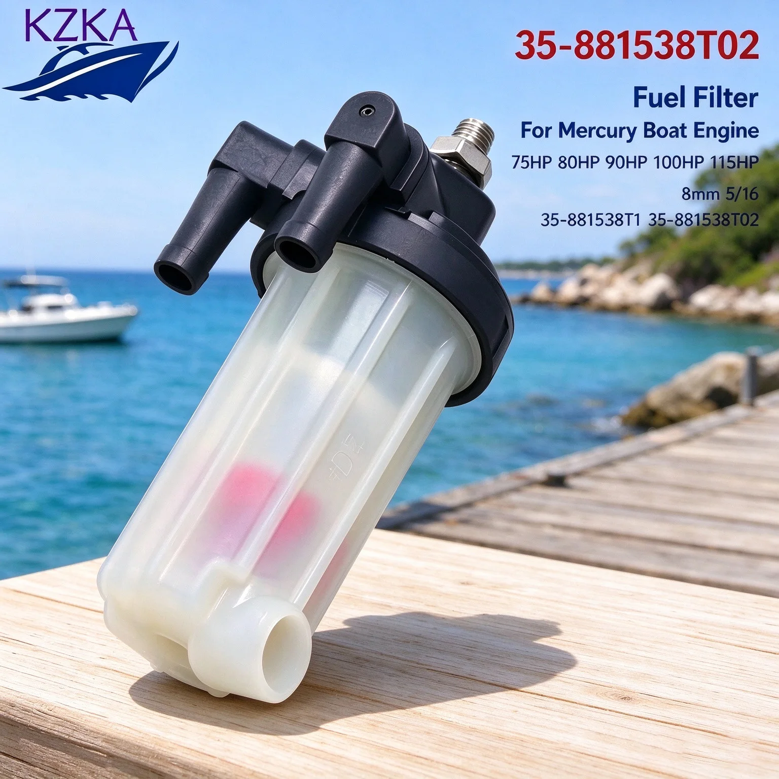 35-881538T02 Fuel Filter For Mercury Boat Engine 75HP 80HP 90HP 100HP 115HP 8mm 5/16 35-881538T1 35-881538T1-0 35-881538T02-0