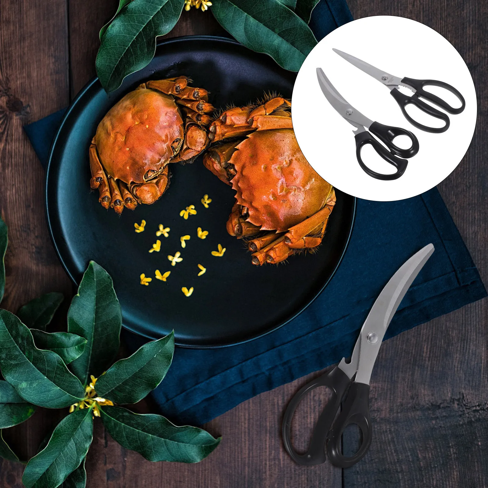 Tijeras de cocina de acero inoxidable, tijeras de comida resistentes para carne, aves de corral, barbacoa, corte de ensalada, herramienta de cocina portátil, 2 uds.