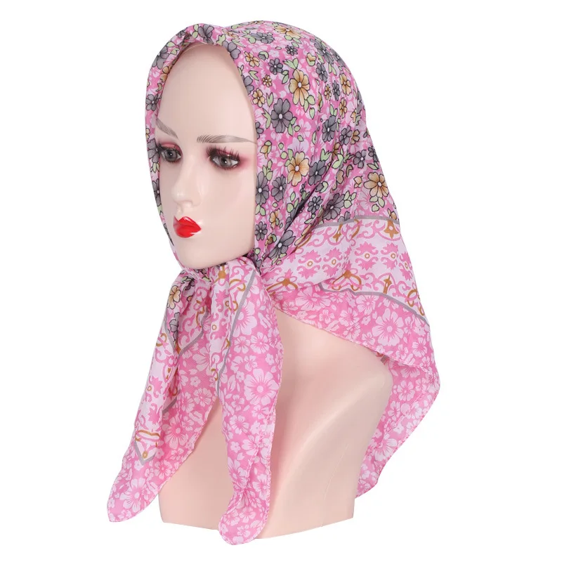 85*85cm Women Pastoral Style Floral Print Bandana Russian Square Scarf Ethnic Shawl Female Head Wraps Headband Scarves