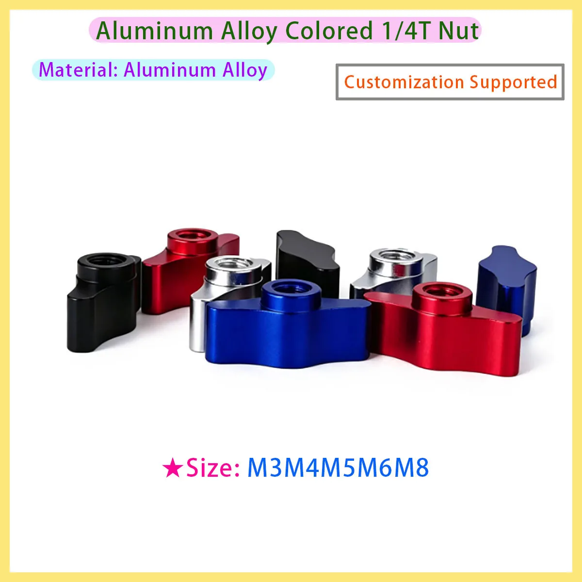 M3 M4 M5 M6 M8 1/4 Adjustable Three-way Wing Aluminum Alloy Nut Manually Clamped and Tightened for Disassembly and Replacement