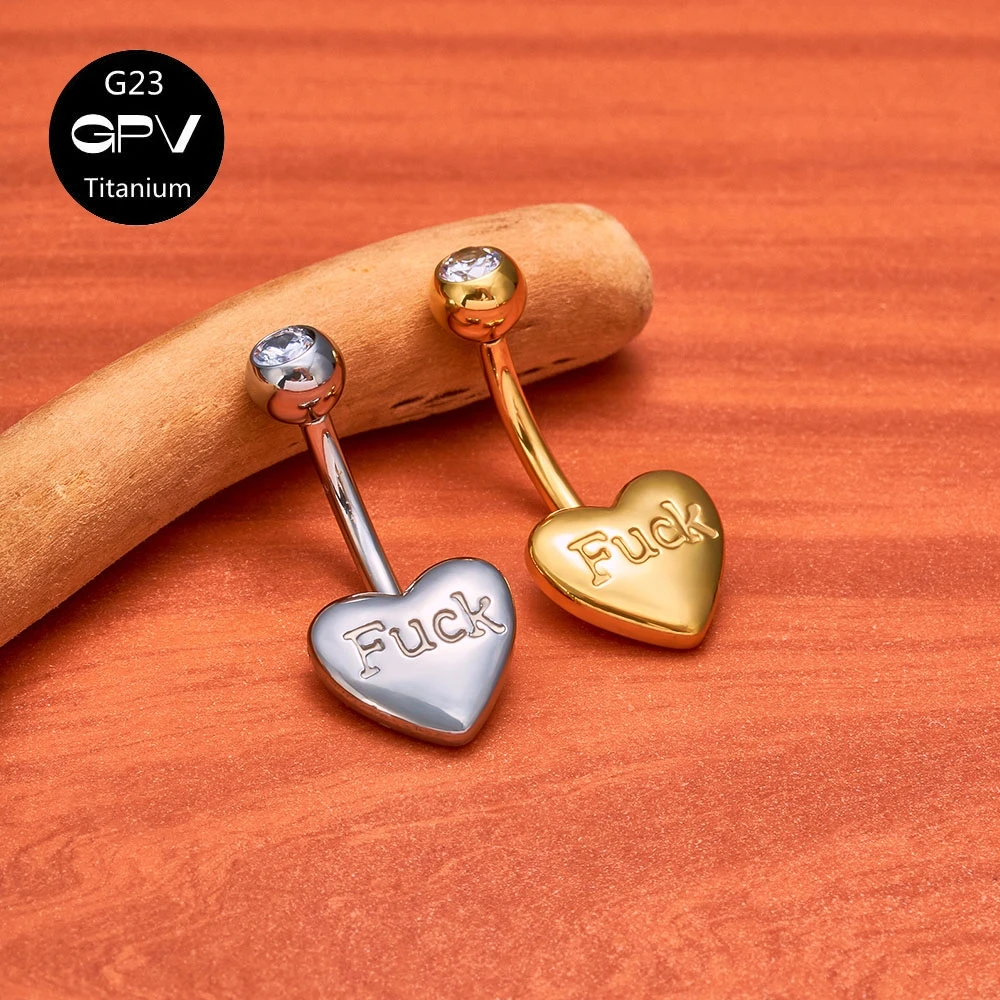 ASTM G23 Titanium Love Belly Button Ring Engraved Letters Internal Thread Women's Pierced Jewelry Belly Button Ornament