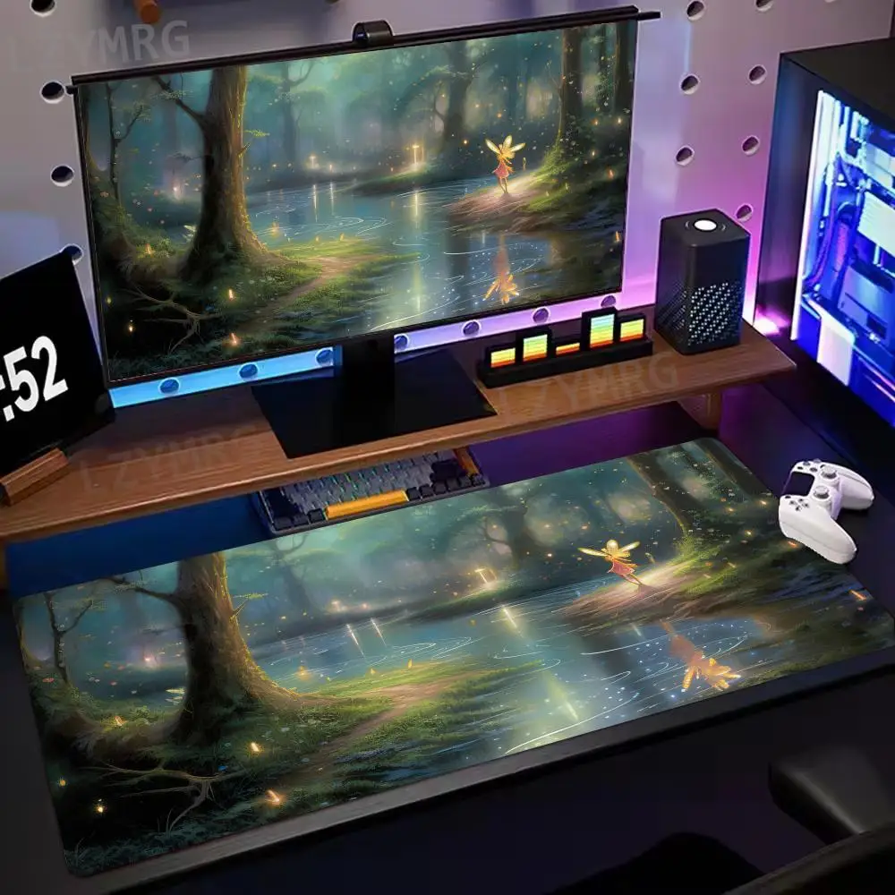 لوحة ماوس ماجيكال فورست فيري كبيرة من المطاط المضاد للانزلاق ملحقات مكتب الكمبيوتر لوحة ماوس للمكاتب وألعاب لوحة المفاتيح حصيرة ديكور