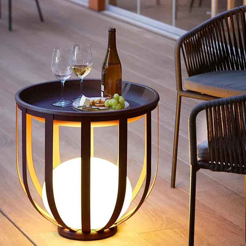 Modern Senior Outdoor Net Red Villa Lawn Light Courtyard Solar Tea Table Light Balcony Garden Corridor Flower Shelf Light Dew