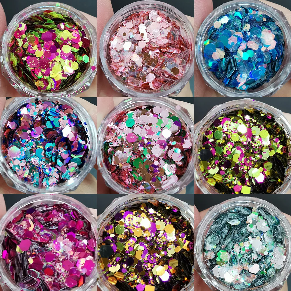 

8Colors Chameleon Colorful Glitter Nail Sequins Mixed-Color Holographic Nail Flakes DIY Manicure Bottled Shinying Glitter Sequin