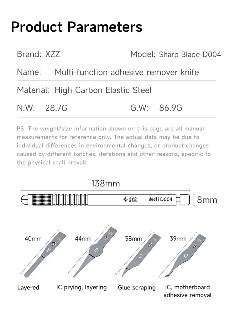 Imagem -05 - Xzz Multifunctional Glue Removal Knife D004 Hand Polished Elastic Blade Black Glue Main Board ic Chip Edge Adhesive Removal Tool