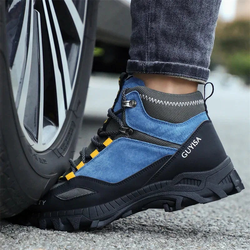 New Fashion 2024 High Top Safety Work Shoes Men Sneakers Steel Toe Cap Anti-puncture Indestructible Construction Site Boots