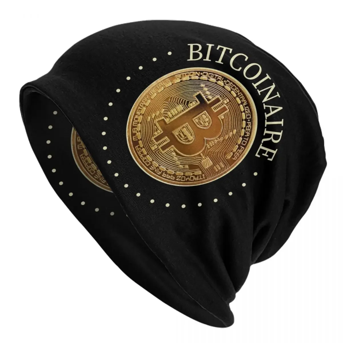 Golden Bitcoin Cryptocurrency Bonnet Hat Knitted Hat Fashion Unisex Adult Blockchain Digital Currency Warm Winter Beanies Cap