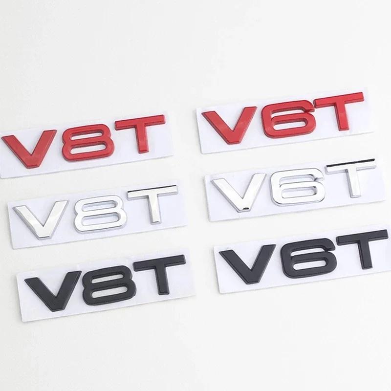 

3D Metal Car Fender Side Emblem V6T V8T Logo For Audi S4 A4 B7 V6T Sticker A6 Golf 4 C7 SQ7 Q8 R8 S8 RS8 V8T Badge Accessories