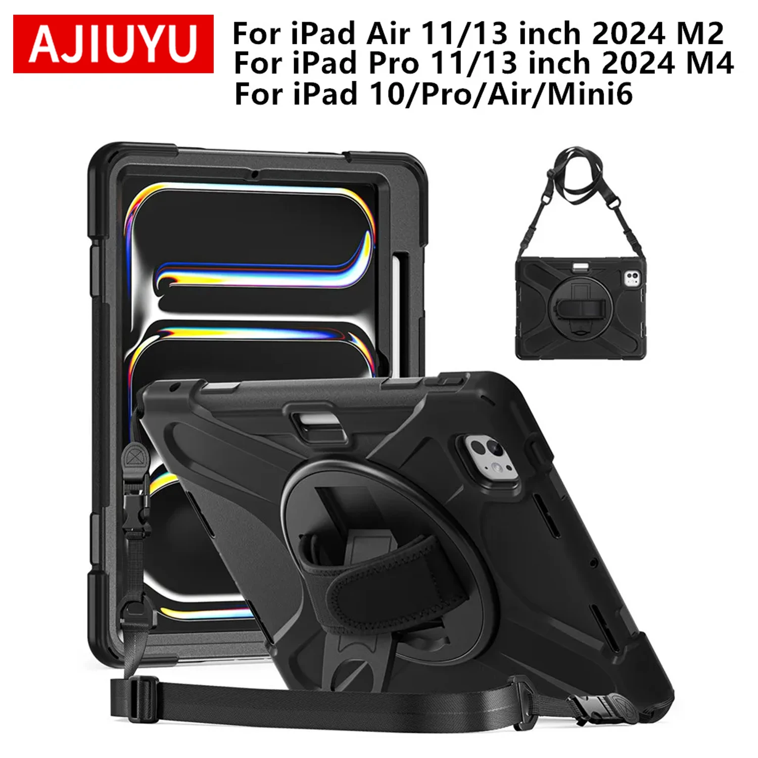 Case For iPad Air Pro 11 13 inch 2024 M2 M4 Funda For iPad Air 5 4th Mini 6 Pro 11 12.9 Kids Shockproof Cover with Pencil Holder