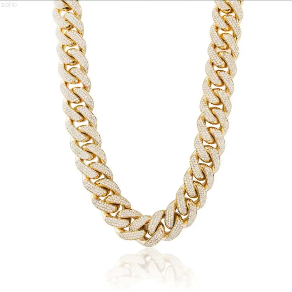 Miami Style Sale Hip Hop 925 Silver Cuban Chain Moissanite Diamond Link Chain Necklace