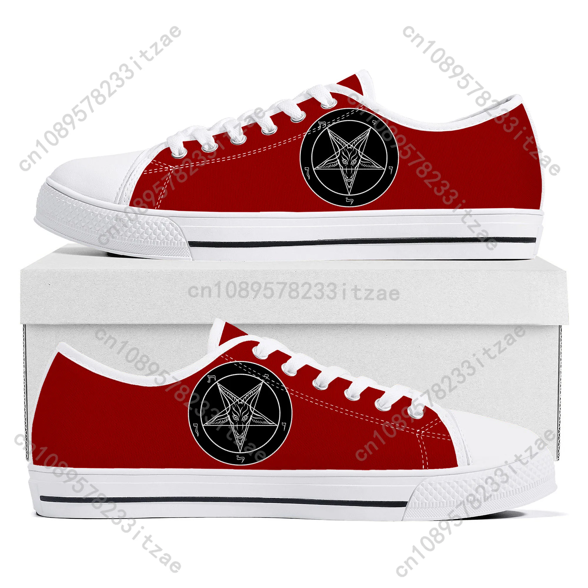 Pentagram Baphomet Satan Satanic Goth Gothic Goat Low Top Sneakers Mens Womens Teenager Canvas Sneaker Casual Customize Shoe