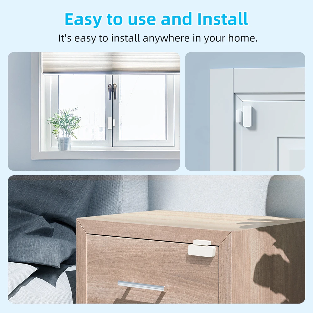 AVATTO Tuya WiFi Sensor de puerta inteligente puerta abierta/cerrada Detector inalámbrico sistema de alarma Control por aplicación, funciona con Alexa Google Home
