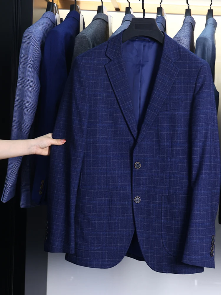 Homesi ربيع الخريف الرجال عادية Faion الأزهار منقوشة طوق مسطح دعوى Jaet الشباب ular فضفاضة تناسب طويلة Sve Thi