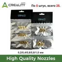 Creality 5Pcs/Set 0.2/0.4/0.6/0.8/1.0mm 5 Packs Hotend Extruder Brass Nozzles for Ender-3 S1 / CR-10 3d Printer Accesoires