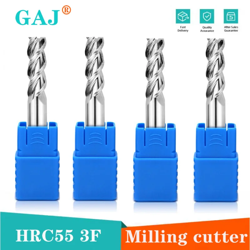 HRC50 Cnc Maching 3 hojas fresa recubrimiento de aleación herramienta de broca de acero de tungsteno por fresas de aluminio herramienta de corte de fresado de madera superior
