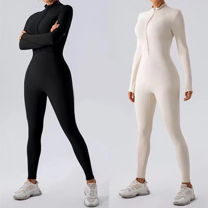

Теплые тонкие флисовые комбинезоны, женский спортивный костюм, зимний цельный спортивный костюм, черный комбинезон для фитнеса, боди для тренировок с длинными рукавами