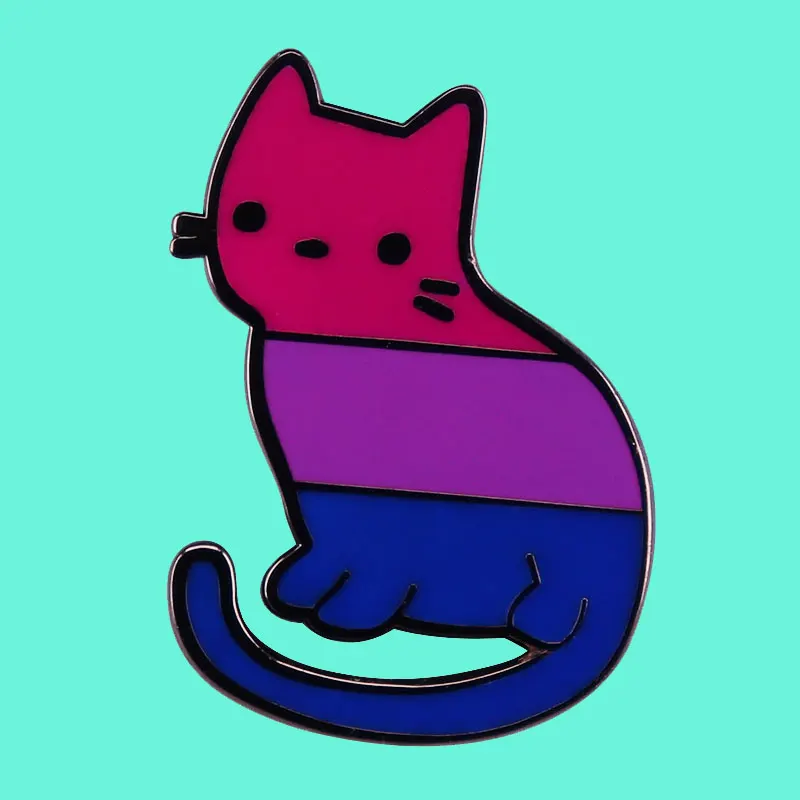 Transgender Gay Bisexual Badge Rainbow Cat Interesting Metal Enamel Brooch Denim Jacket Backpack Pin Decoration