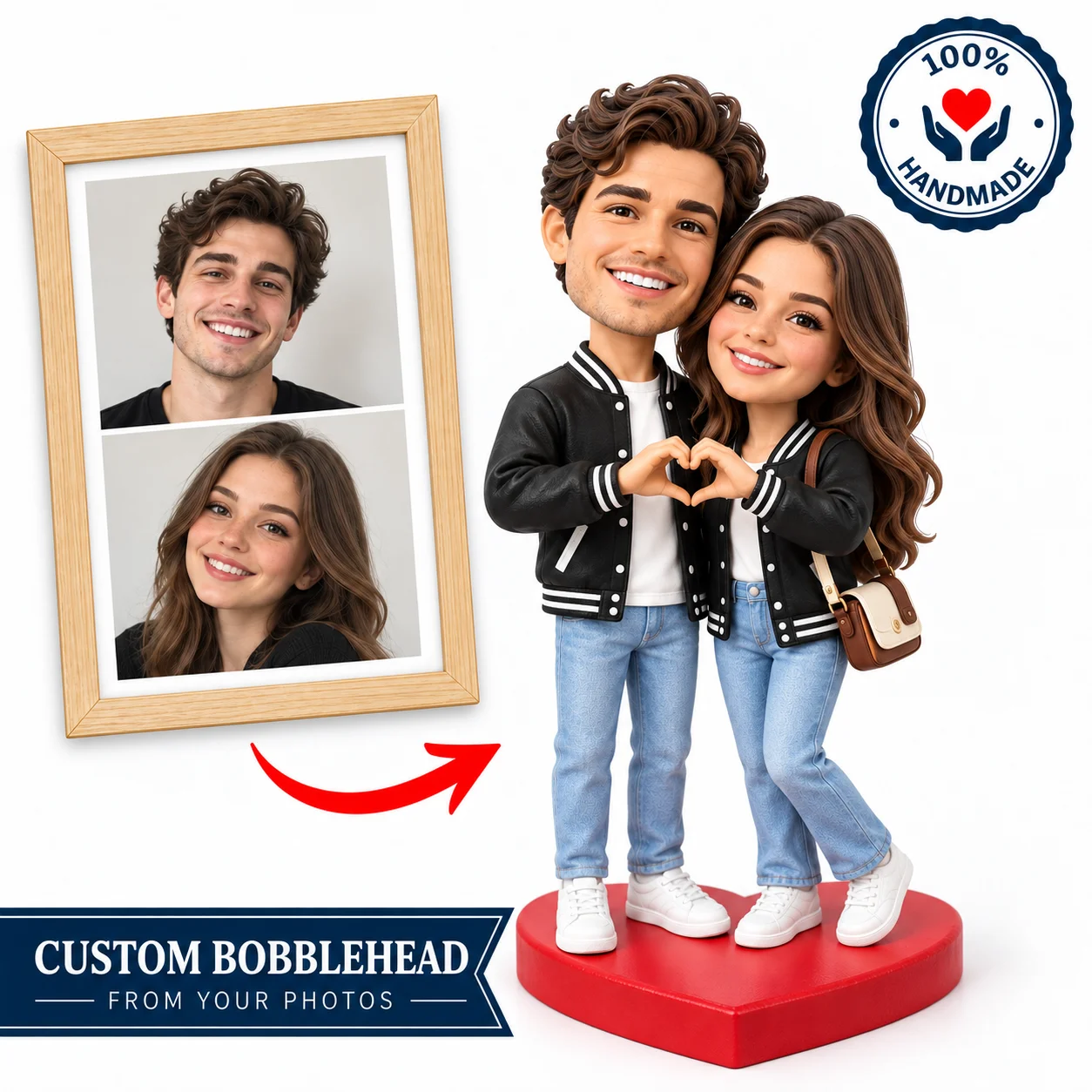 Custom Couple Bobblehead from Photo Personalized Boyfriend Girlfriend Figurine Romantic Anniversary Birthday Gift