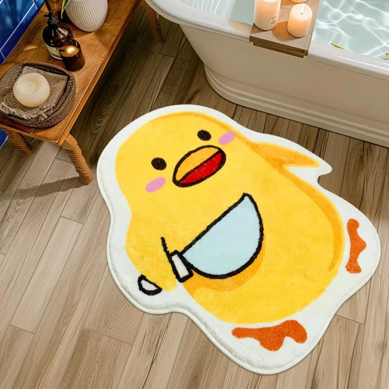 VIKAMA Cartoon Shaped Rug Cute Lying Duck Carpet Doormat Welcome Mat Bathroom Mat Rug For Bedroom Carpet For Live Room Home Deco