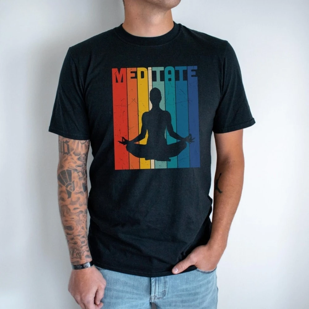 Meditation Yoga Shirt for Man Meditate Yoga Shirt Gift for Yogi Nisex Unique Crewneck Streetwear New Style Hot Sale Tops