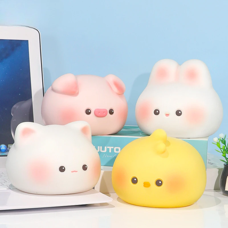 Cute Pet Tuanzi Pat Lantern Pig Rabbit Cat Duck Style Enamel Creative Plug in Street Stall Night Light