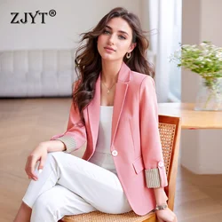 ZJYT Autumn Outerwears Blazer Woman New In Coats Chaquetas Mujer Casaco Feminino Large Size Office Casual Blazers Jackets Tops