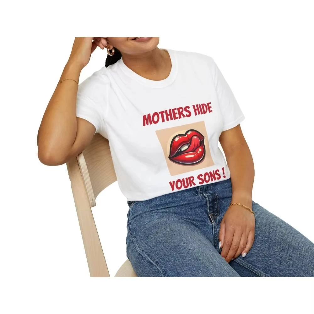 

Женская футболка Red Lips Flirty Sexy Mother Hide Your Sons Tee Playful Red Lips Shirt Дышащая футболка Camisetas Повседневная хлопковая футболка