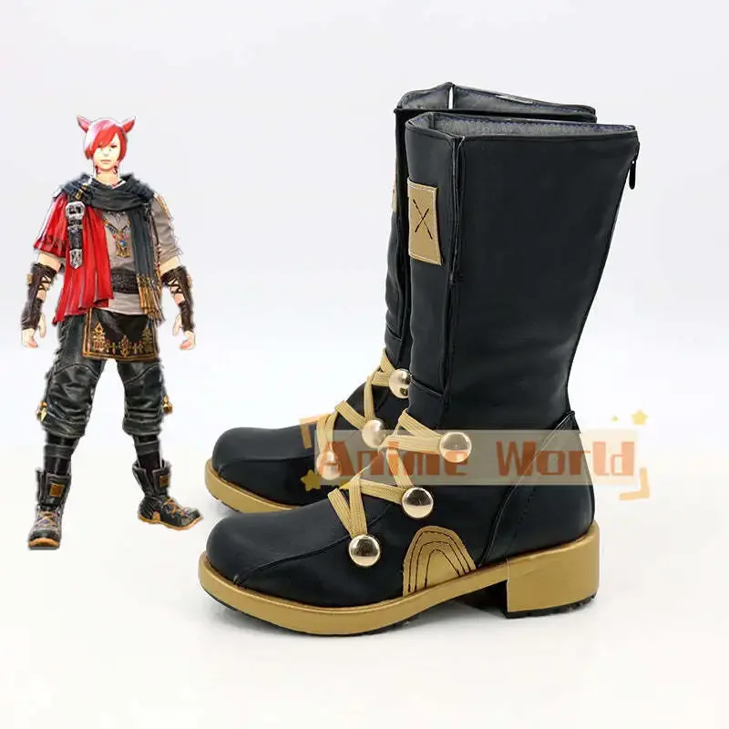 Final Fantasy XIV G'raha Tia cosplay schoenen Halloween carnaval laars op maat gemaakt