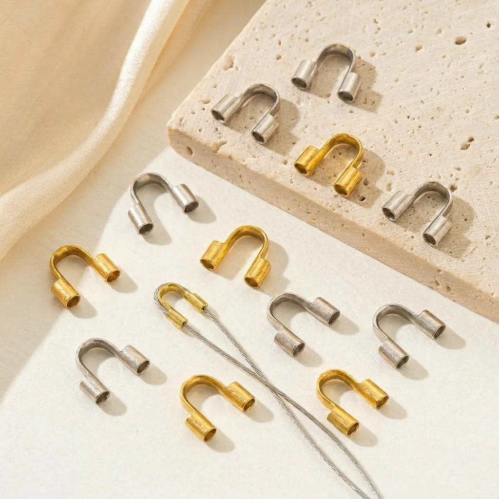 20/50pcs Stainless Steel Gold Color Wire Protectors Guard Guardian Protectors Loops U Shape Clasps Connector For Jewelry Making