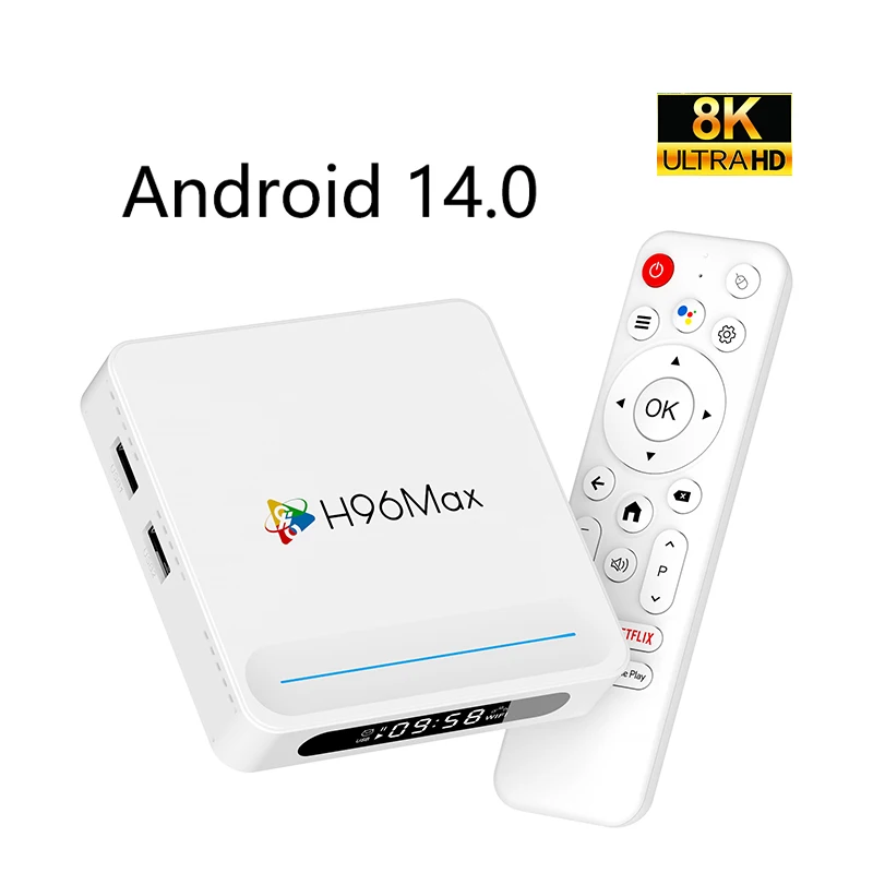 Smart TV Box H96 MAX H618 PLUS Android 14 Wifi6 BT Remote Control 8K Quad Core Voice Assistant Media Player Set Top TV Box