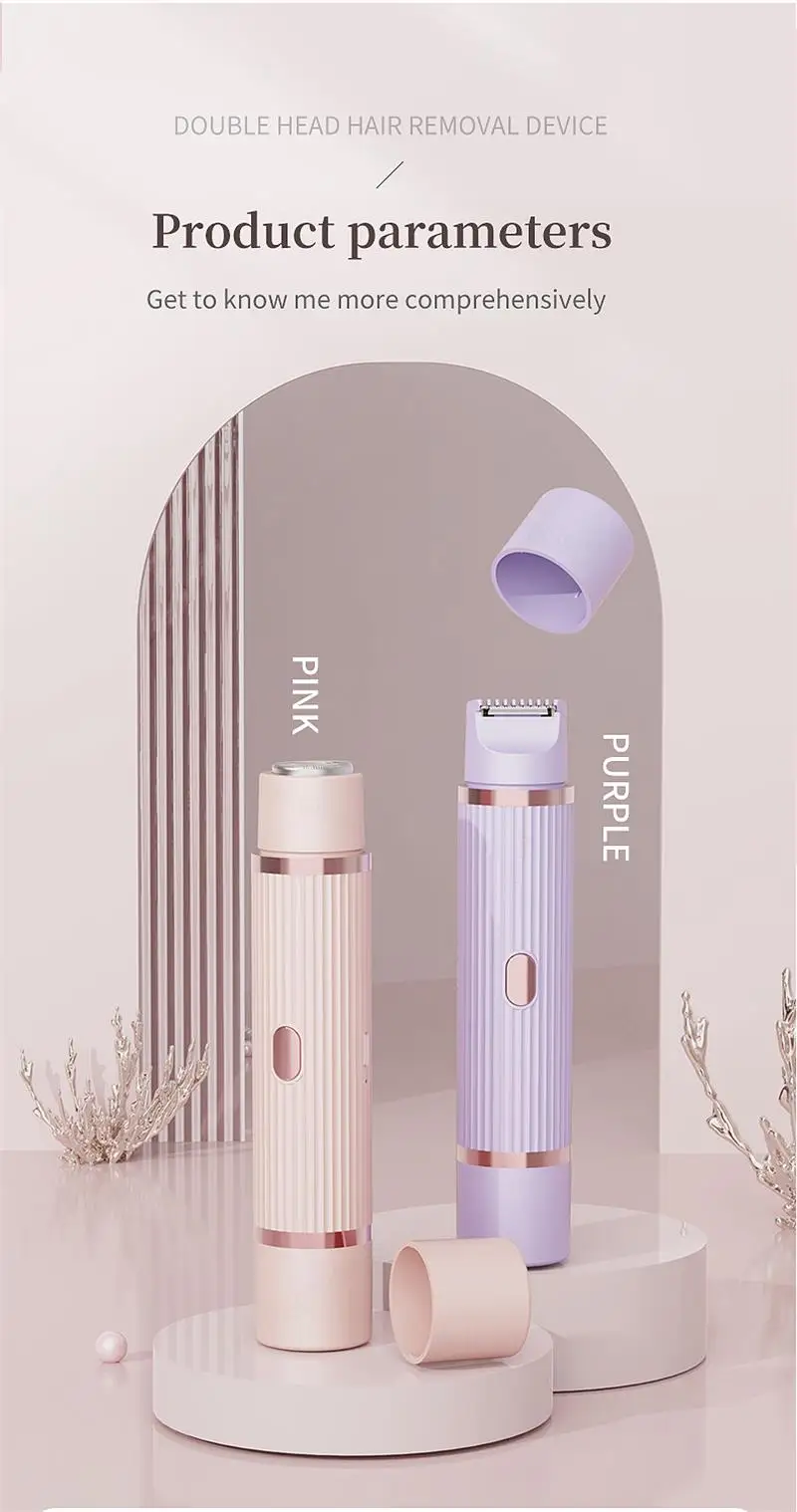 Elektrische Rasierer für Frauen, wasserdichter Bikini-Trimmer, Gesichtsrasierer für Achseln, Beine, Damen-Körpertrimmer, Haarentfernung, Rosa, Lila – Detail 17