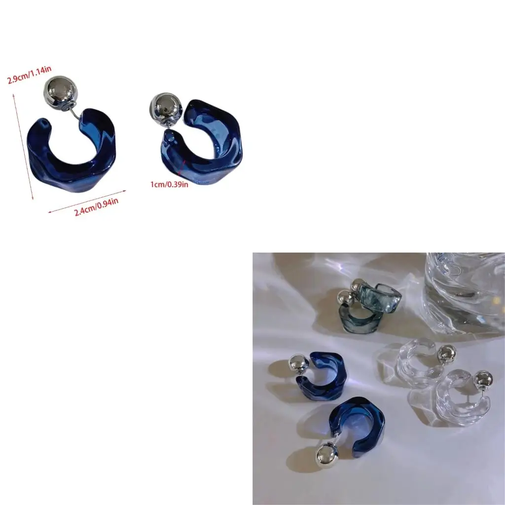  Classical Translucent Acrylic Studs Earrings Versatile Neutral Tone Day To Night User Friendly Ear Jewelry Accessories