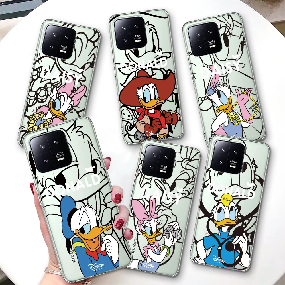 Transparent Case for Xiaomi Mi 11T 13 11 10T 8 9 CC9 A3 CC9E 11i 12 8 9T Pro 10 Lite Soft Phone Cover Disney Donald Duck Couple