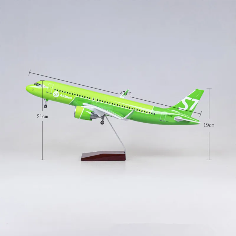 47CM 1/80 Rosja Samolot A320 NEO Siberia S7 Airlines Model Zabawka Światło Z Kołem Diecast Żywica Model Samolotu Kolekcja Wyświetlacz