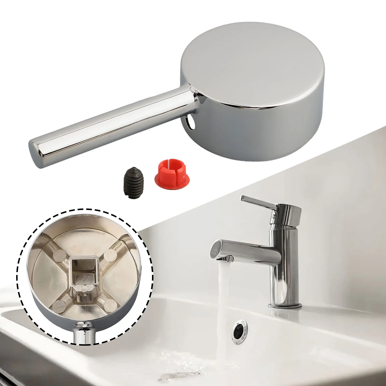 صنبور مياه مقبض صنبور مقبض رحلة رافعة سبائك الزنك حمام ودش الحنفيات مطلي بالكروم للحمام المطبخ #3