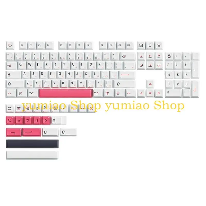 587B Keycaps 126PCS White Keycap Set XDA Profile Full Set Keycap Thick PBT Dye Sublimations for Game Mechanical Keyboards