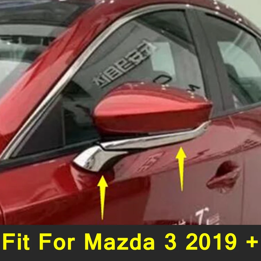 Outside Door Rearview Mirror Lower Rubbing Strip Cover Trim Fit For Mazda 3 2019 - 2023 Shiny Style Car Exterior Accessories