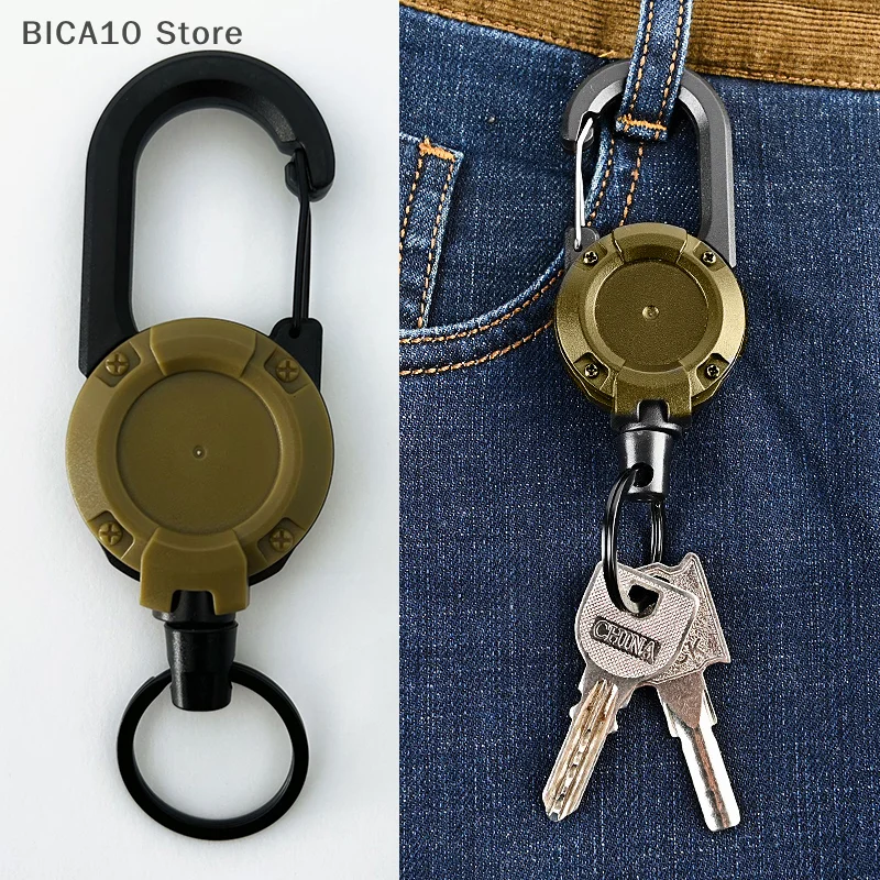 1Pc Anti-theft Metal Easy-to-pull Buckle Rope Elastic Keychain Sporty Retractable Key Ring Anti Lost Yoyo Ski Pass ID Card