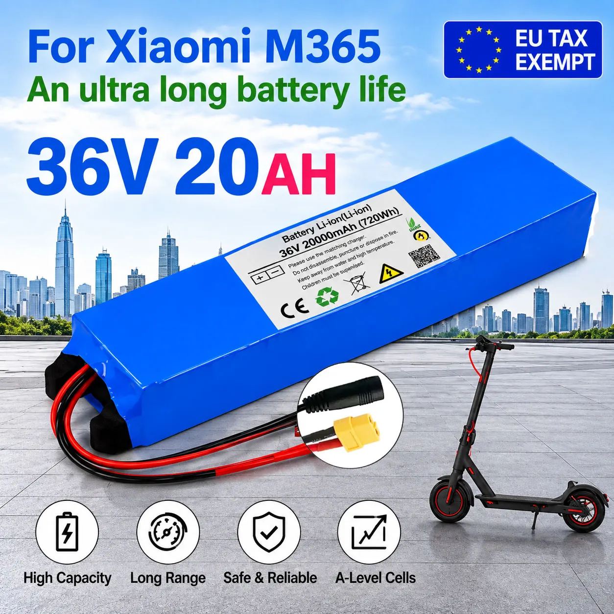 Ersatzakku 36V 100000mAh 10S3P Elektroroller-Akku für M365