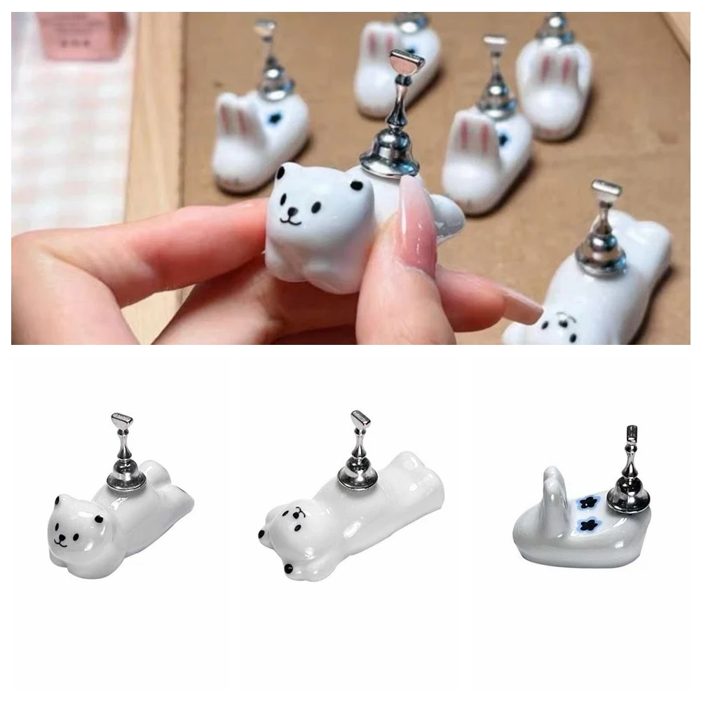 Nail Art Practice Ceramic Nail Display Stand Press on Nails Nail Organizer Pen Holder Ceramic Nail Tip Base Holder