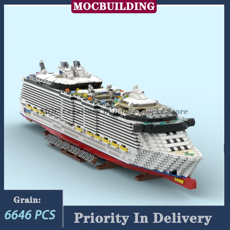 

Oasis of the Seas Transport Cruise Model Building Blocks MOC Swimming Pool Skating Rink Collection Toys Gifts