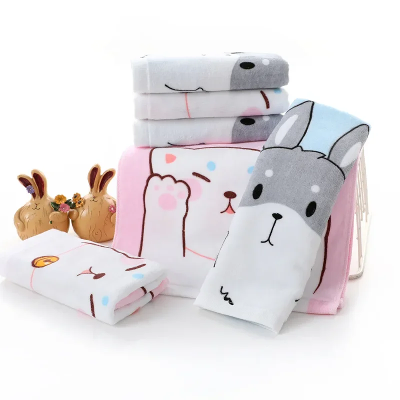 25x50cm Printed Children's Towel 100% Cotton Children's Clean Face Towel Absorbent and Not Easy To Lose Hair Children's Towel