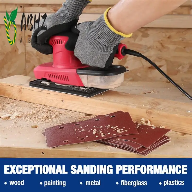 

Набор листов для шлифования ABHZ, 100 шт., наждачная бумага, нейлоновая наклейка, зернистость 40/60/80/120, 8 отверстий, аксессуары для мультишлифовальной машины, орбитальной шлифовальной машины