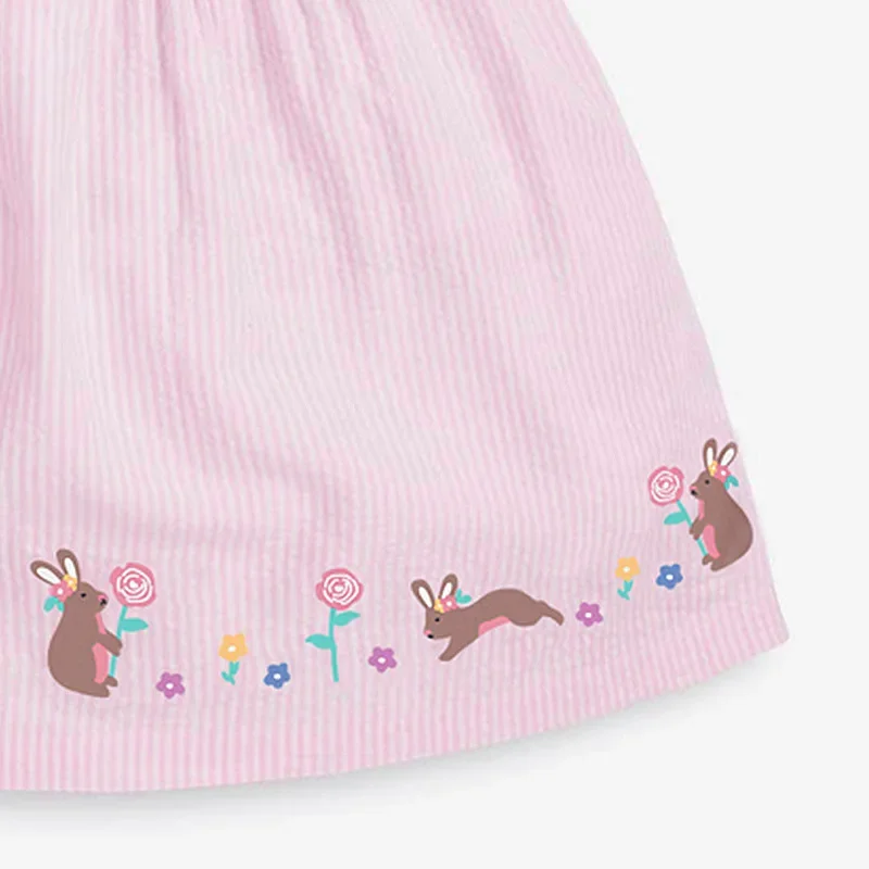 2024 neonate rosa tinta unita abito in cotone adorabile e confortevole per bambini vestito elegante morbido per bambini 2-8 anni