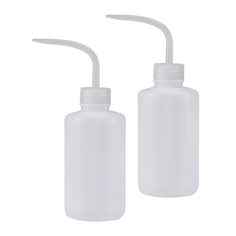 

2pcs White Squeeze Bottle Adjustable Nozzle Precision Watering Graduated Scale Leakproof For Lab Plant Cleaning Narrow Spout